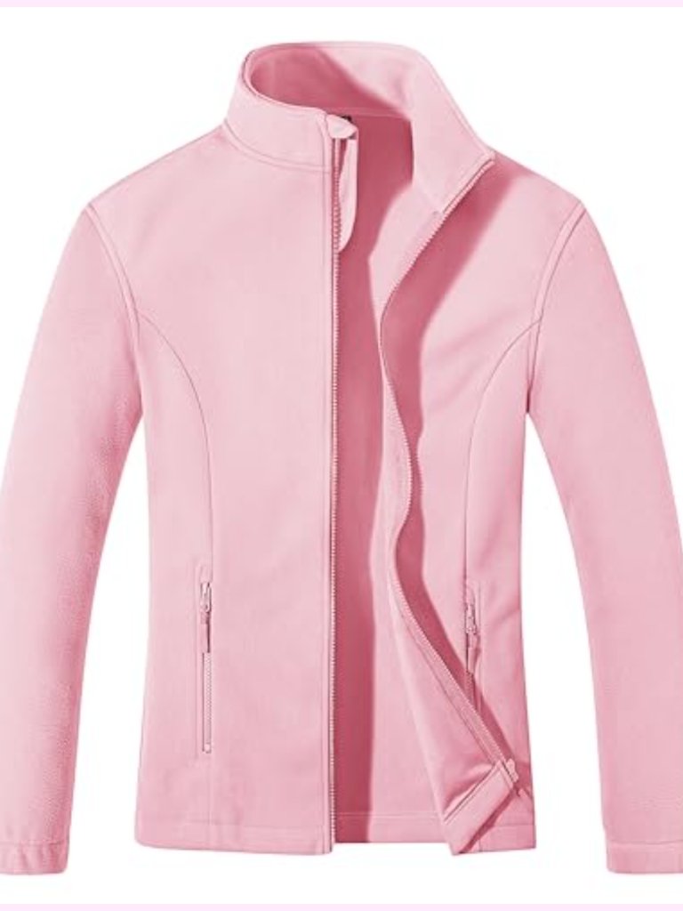 Fleece Jacket Zip Up Lightweight Soft Long Sleeve Winter Coat With Pockets